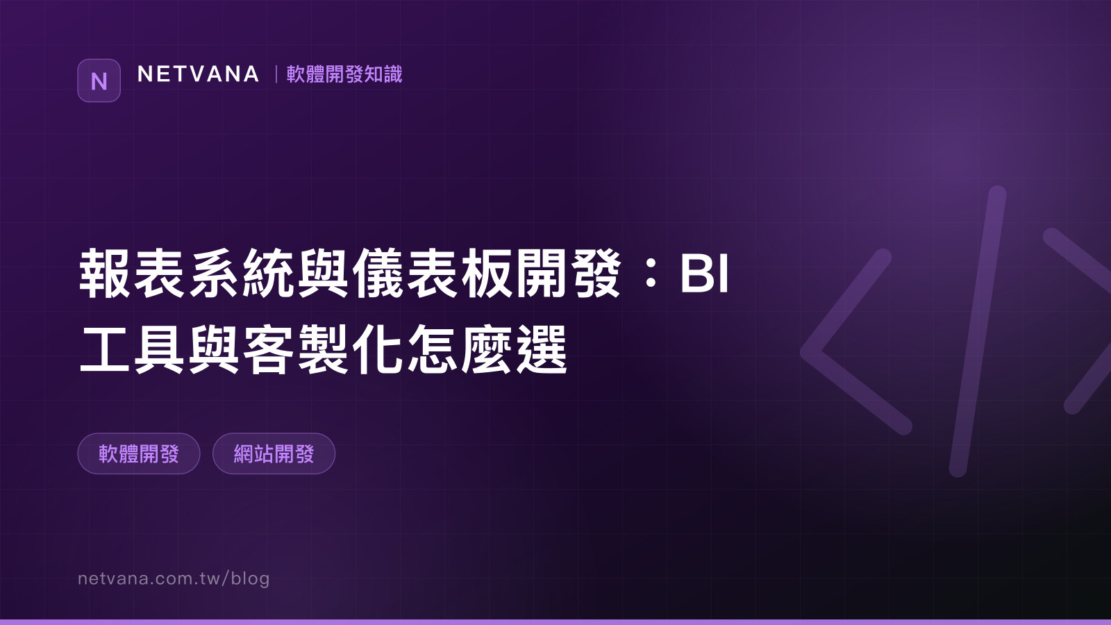報表系統與儀表板開發：BI 工具與客製化怎麼選｜NETVANA 軟體開發知識文章封面