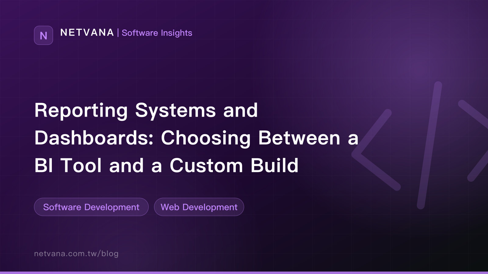Reporting Systems and Dashboards: Choosing Between a BI Tool and a Custom Build | NETVANA Software Insights article cover