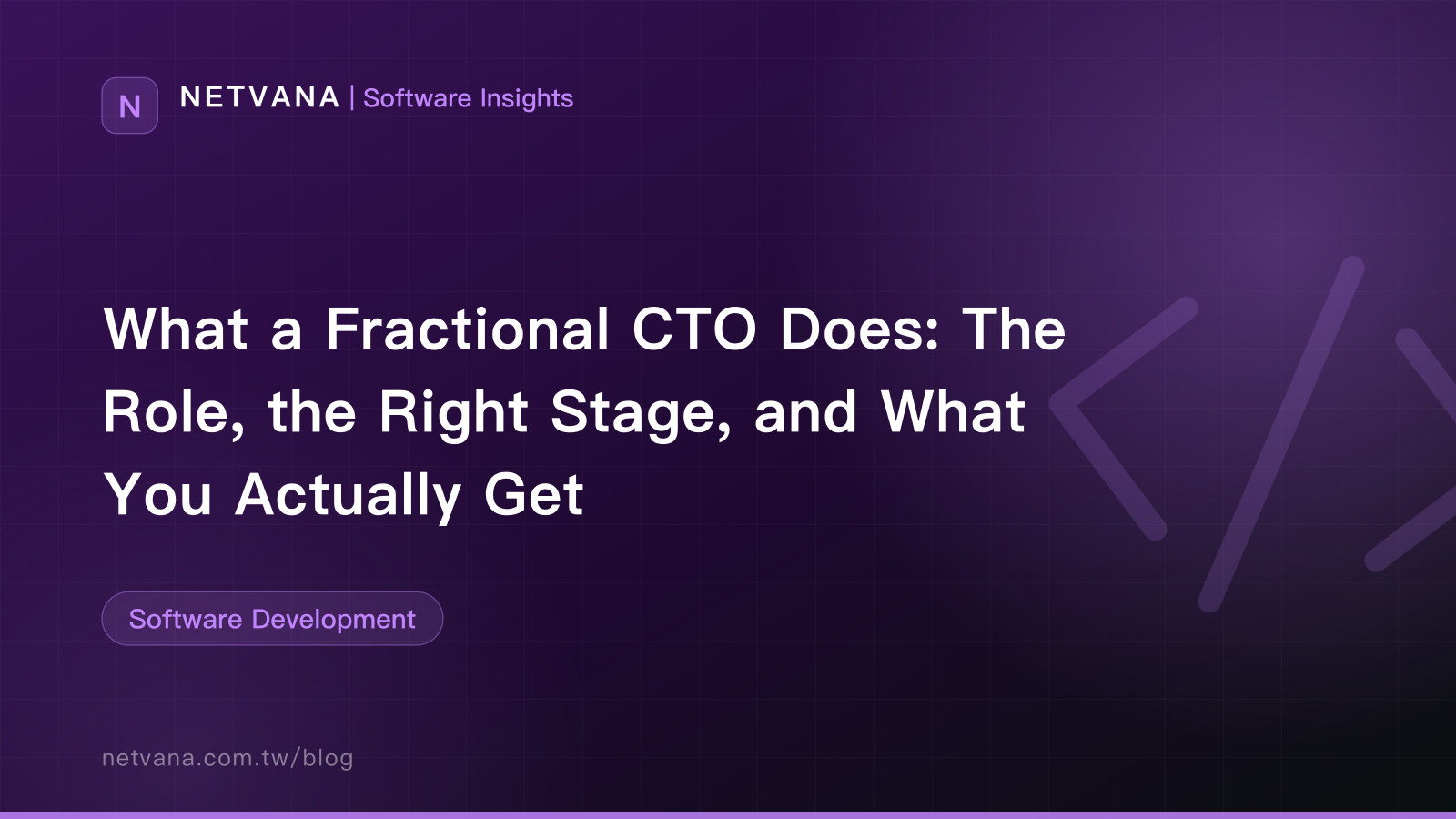 What a Fractional CTO Does: The Role, the Right Stage, and What You Actually Get | NETVANA Software Insights article cover