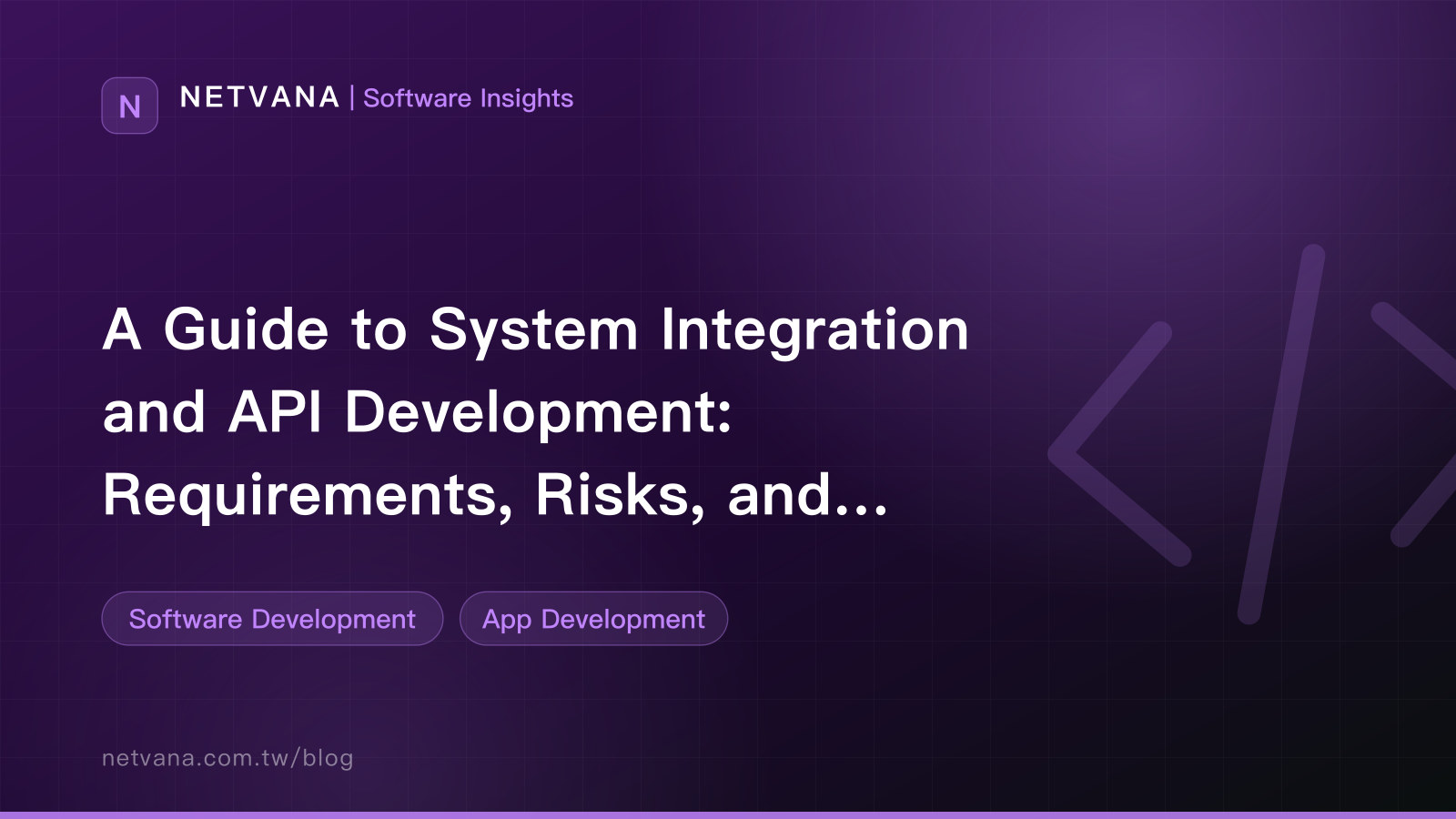 A Guide to System Integration and API Development: Requirements, Risks, and Acceptance | NETVANA Software Insights article cover