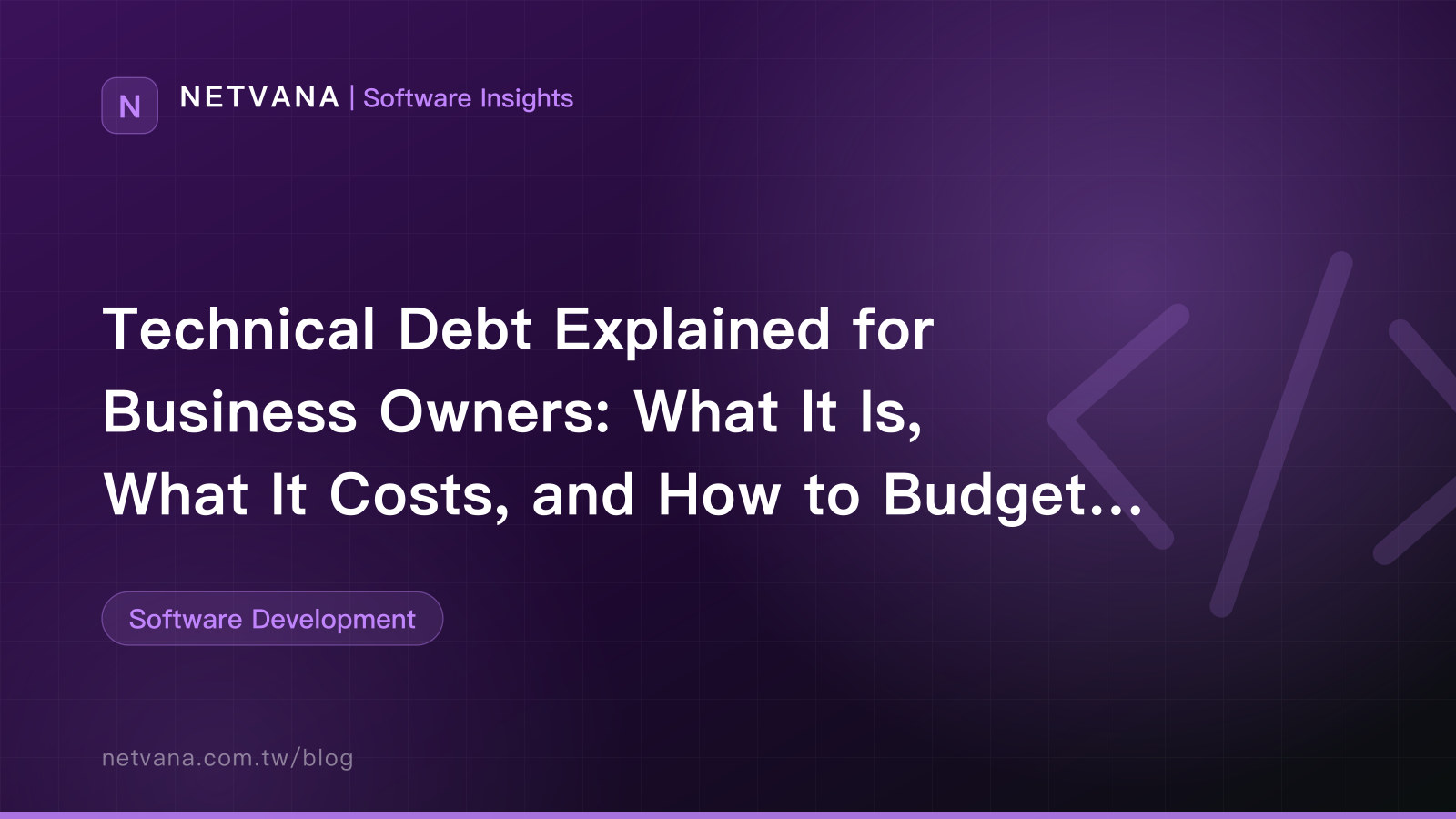 Technical Debt Explained for Business Owners: What It Is, What It Costs, and How to Budget the Cleanup | NETVANA Software Insights article cover