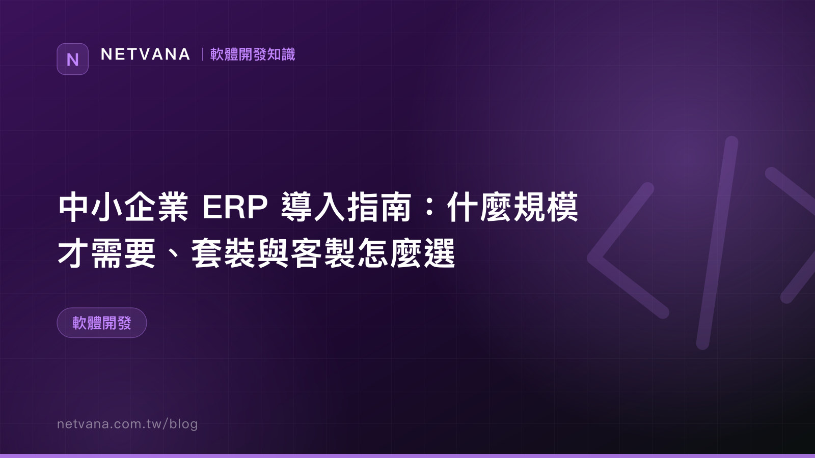 中小企業 ERP 導入指南：什麼規模才需要、套裝與客製怎麼選｜NETVANA 軟體開發知識文章封面