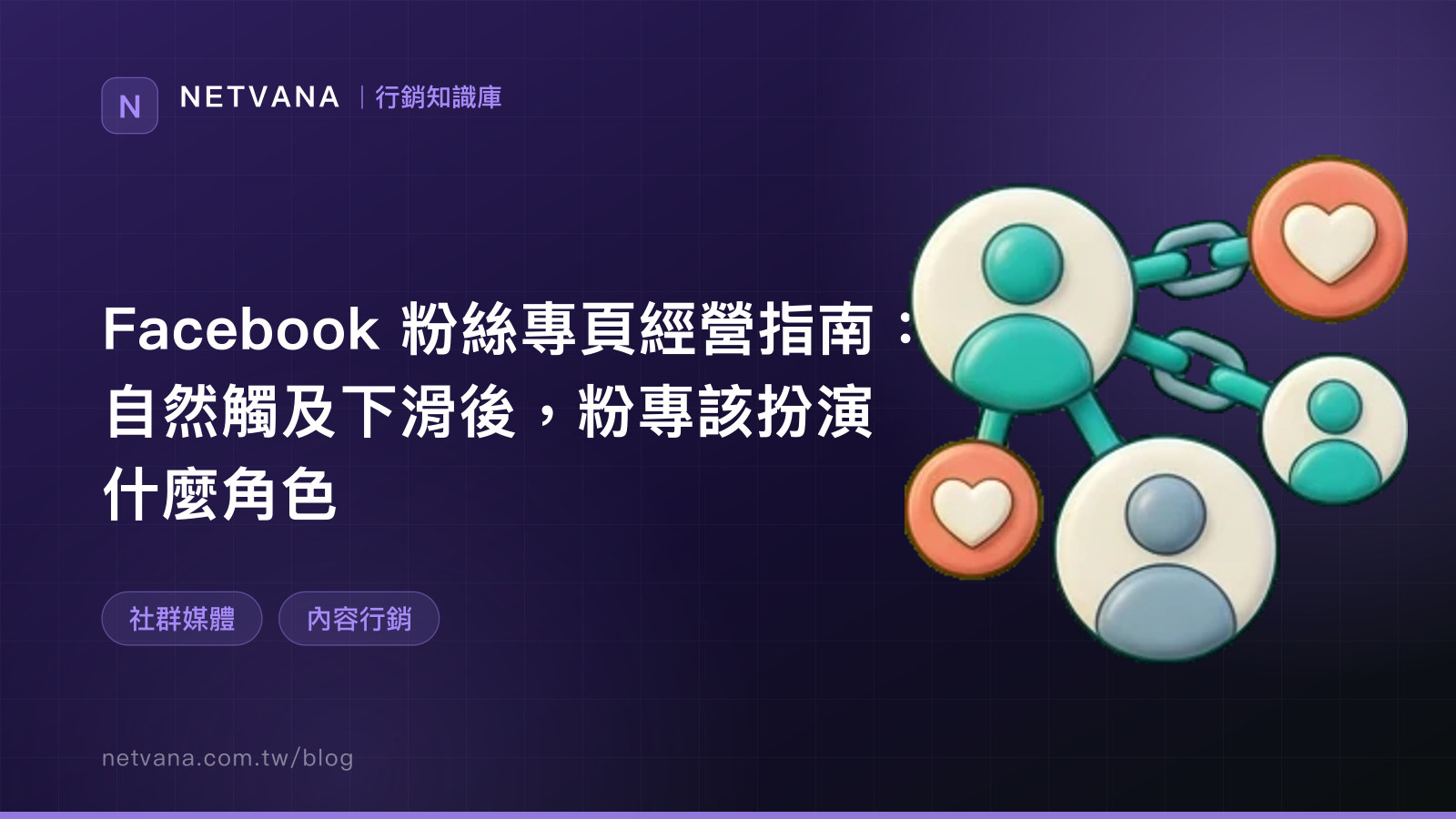 Facebook 粉絲專頁經營指南：自然觸及下滑後，粉專該扮演什麼角色｜NETVANA 行銷知識庫文章封面