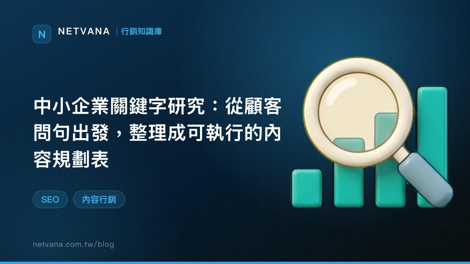中小企業關鍵字研究：從顧客問句出發，整理成可執行的內容規劃表｜NETVANA 行銷知識庫文章封面