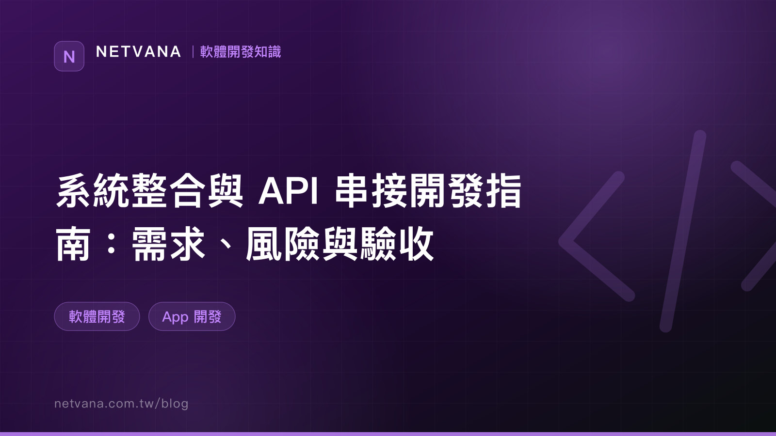 系統整合與 API 串接開發指南：需求、風險與驗收｜NETVANA 軟體開發知識文章封面